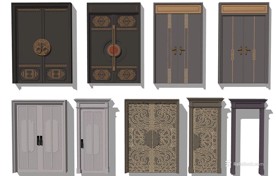 Various Security Doors With Traditional Patterns Modern Styles And Decorative Details 3d model
