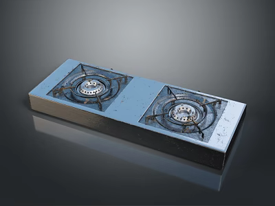 Double Burner Gas Stove With Stainless Steel Surface For Kitchen Cooking 3d model