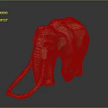 Realistic Brown Elephant With Long Tusks Standing On Gray Background With Reflection