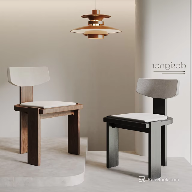 Sleek Modern Accent Chairs With Wooden Frames Upholstered Seats And Dark Brown Black Finishes 3d model 