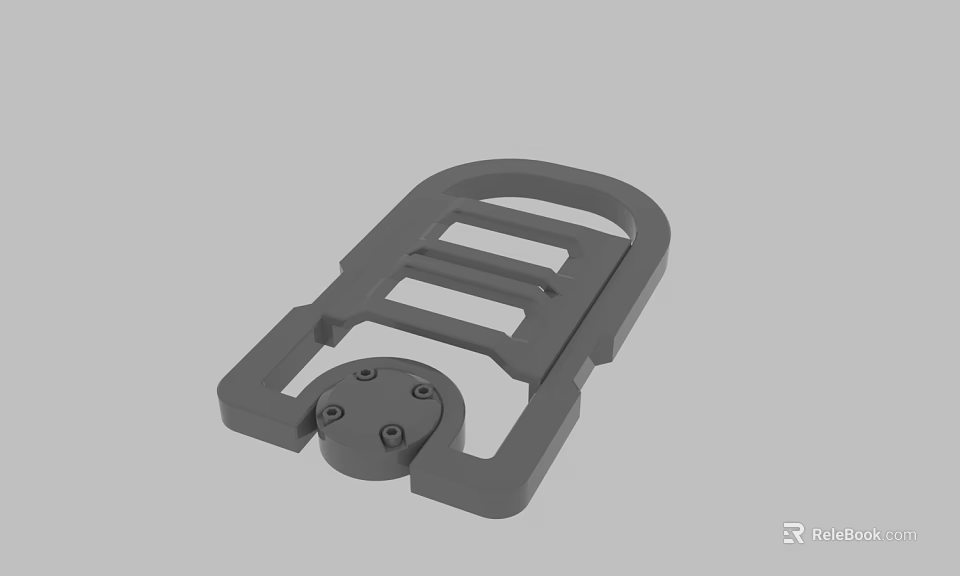 Gray 3D Mechanical Component With Rectangular Slots Circular Base And Holes 3d model 