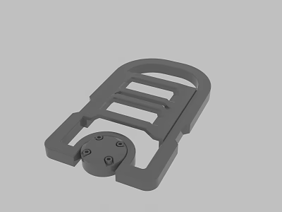 Gray 3D Mechanical Component With Rectangular Slots Circular Base And Holes 3d model