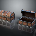 Vintage Wooden Storage Boxes With Metal Accents One Open And Closed