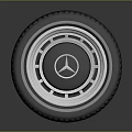 Stylish Car Tire Featuring Mercedes Logo And White Black Rim Design
