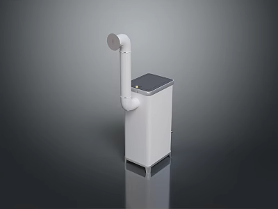 White Vertical Appliance With Curved Pipe And Dark Top Panel Design 3d model