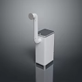 White Vertical Appliance With Curved Pipe And Dark Top Panel Design 3d model