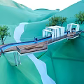 Modern bridge landscape bridge network red bridge special-shaped bridge modeling bridge viewing platform 3d model
