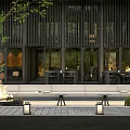 Natural Rockery Stones In Modern Outdoor Garden With Trees Grass And Lighting