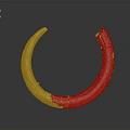Golden Circular Metal Sculpture With Shiny Surface And Curved Design Details