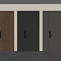 Three Stylish Modern Security Doors With Wooden Black Gray Panels And Secure Handles