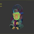 Red Monkey Shaped Decorative Furniture Piece With Colored Wires And Number 8 Accent