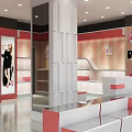 Modern Clothing Boutique With Pink And White Interior Shelves Mannequins Seating And Fashion Posters