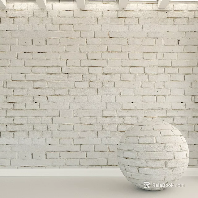 White Spherical Brick Component Against Textured White Brick Wall Background 3d model