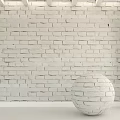 White Spherical Brick Component Against Textured White Brick Wall Background 3d model