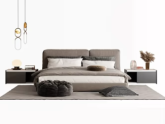 Modern Double Bedding Combination Minimalist Double Bed 3d model