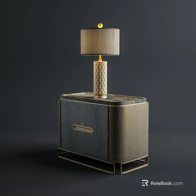 Modern Bedside Table With Drawer And Table Lamp For Bedroom Decor 3d model 