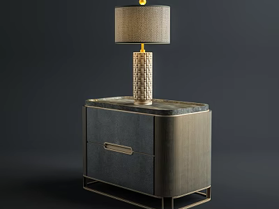 Modern Bedside Table With Drawer And Table Lamp For Bedroom Decor 3d model