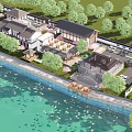 Waterfront Boutique Guesthouse Complex With Lush Trees Courtyard And Parking Area