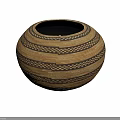 Handmade Woven Storage Basket With Round Shape And Striped Geometric Patterns