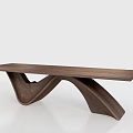 Modern Walnut Dining Table With Stylish Curved Legs And Smooth Surface 3d model