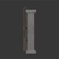 Open Classic Metal Entrance Gate With Spiked Top And Stone Pillars