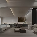 Modern Living Room Interior With White Sofa Coffee Table Neutral Tones And Artwork