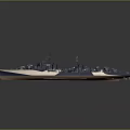 Large Battleship 3D Model With Detailed Deck Guns And Masts Design 3d model