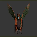 3D Fantasy Character Design Of Orange Green Mythical Creature With Decorative Wings And Horns