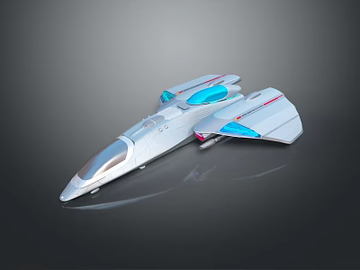 Futuristic White And Blue Sleek Aircraft Concept With Transparent Sections And Aerodynamic Wings 3d model