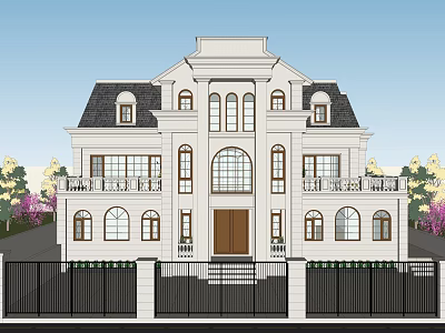 European-style single-family villa 3d model European-style single-family villa 3d model