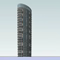 Modern Tall High Rise Building With Glass Curtain Facade And Multiple Floors