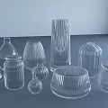 Transparent Glass Vases Collection With Various Shapes Sizes And Textured Designs