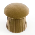 Mushroom Shaped Brown Velvet Sofa Stool with Pleated Design for Living Room