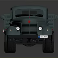 Teal Vintage Truck With Flatbed Wooden Planks And Round Headlights Design