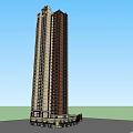 Modern High Rise Building Structure With Base Podium And Blue Sky Background 3d model