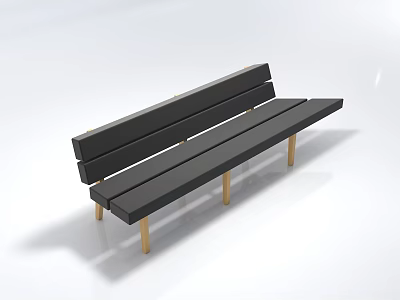 Black Multi Seat Sofa With Gold Legs In Modern White Background Design 3d model