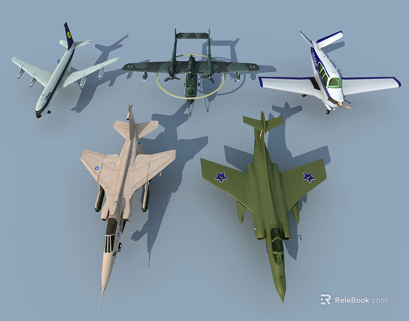 Colorful Military Fighter Jet Models With Diverse Designs On 3d model 