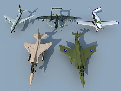 Colorful Military Fighter Jet Models With Diverse Designs On 3d model