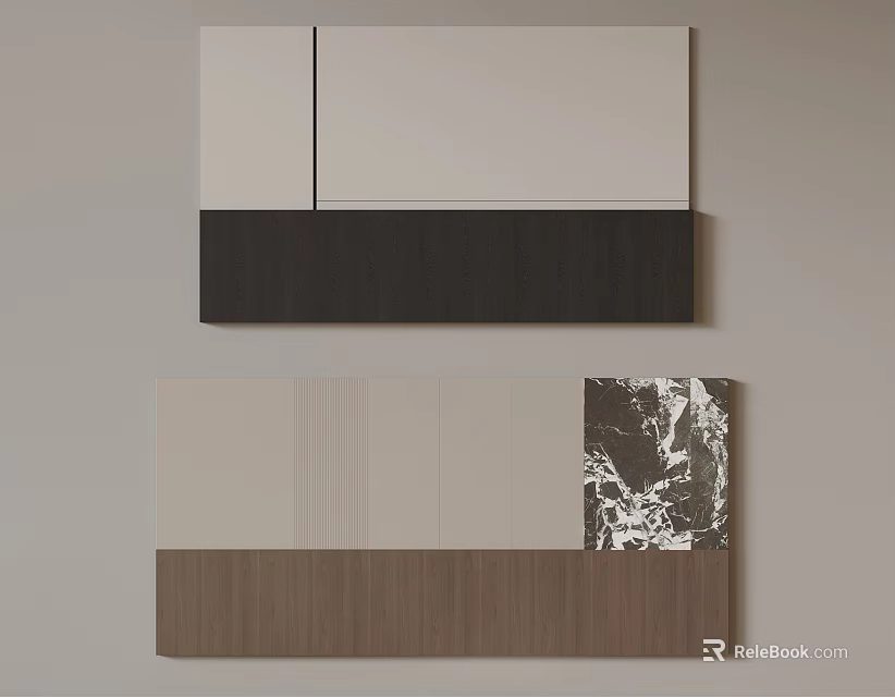Material Samples With White Dark Brown Light Wood Striped And Marble Textures 3d model