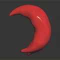 Curved Red Organ and Hair Sculpture with Smooth Surface and Abstract Design