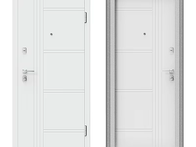Modern White Panel Interior Swing Door With Metal Handle And Simple Design 3d model