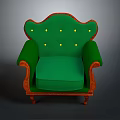 Green Accent Chair With Yellow Buttons Orange Trim And Wooden Legs