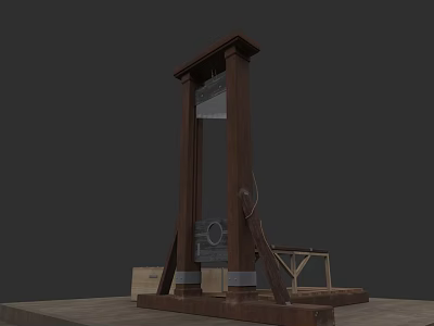 Historical Weapon Guillotine With Wooden Frame And Metal Blade Execution Device 3d model