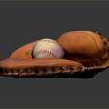 Orange Leather Baseball Glove Holding Red And White Baseball For Daily Use