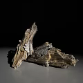 Natural Stone And Wood Decorative Artwork With Textured Surfaces And Earthy Tones
