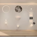 Modern Lighting Combination With Circular Moon Shaped Spiral Wall Mounted And Hanging Fixtures