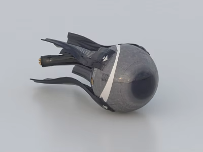 Gray Spherical Medical Device Design Featuring Black Protruding Arms And Main Body 3d model
