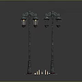 Vintage Style Street Lamps With Decorative Posts Four Lamp Shades And Base Candle Lights