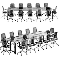 Modern Conference Table Setup With Ergonomic Chairs And Laptops For Office Meetings