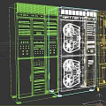 Computer Server Racks With Multiple Cabinets Cooling Fans Control Panels And Indicator Lights